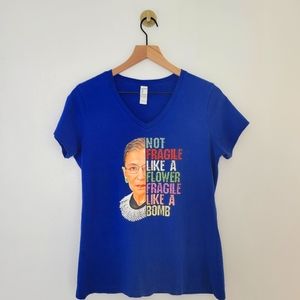 RBG T-Shirt Short Sleeve V-Neck Royal Blue sz Med